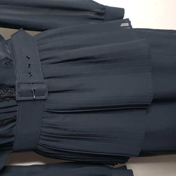 Vintage Chel'sea L'td. belted dress size 14 Made in the USA Black - Picture 3 of 11